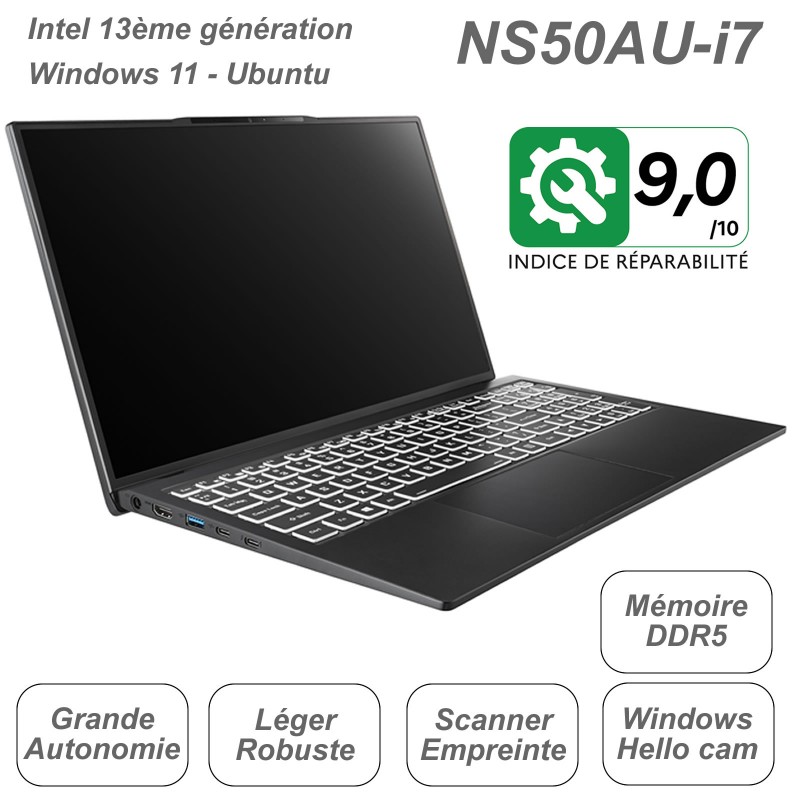 Le léger 15,6" NS50AU Intel core i7 13ème génération 1360P
