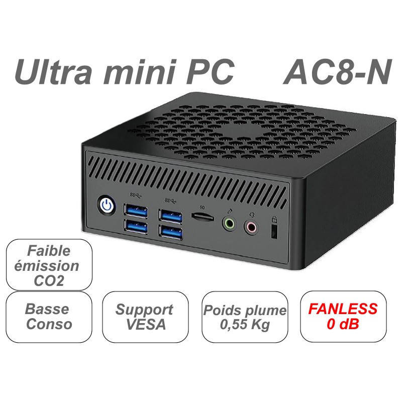 AC8-N pentium N200 ultra mini PC fanless 0 dB silence total