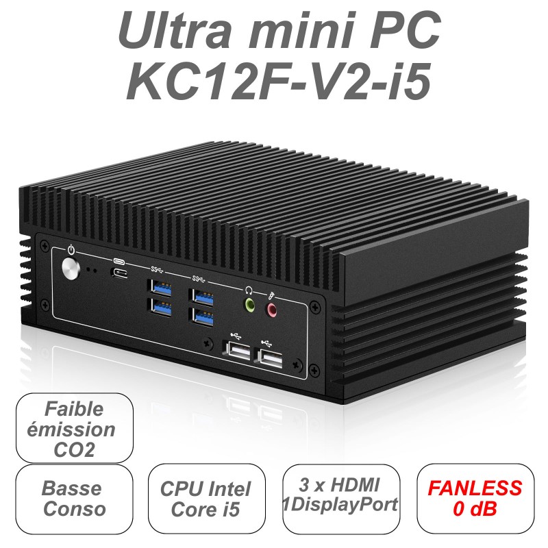 KC12-F Intel core i5  ultra mini PC fanless 0 dB silence total