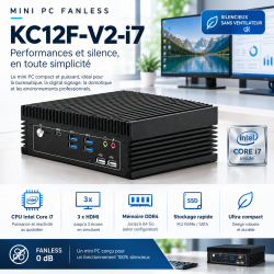 KC12-F Intel core i7  ultra mini PC fanless 0 dB silence total
