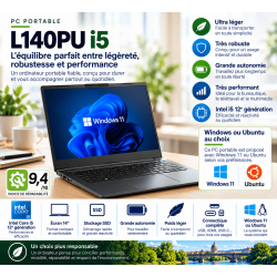pc portable L140PU-i5 - portable ultra léger et robuste Ubuntu