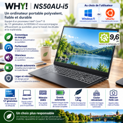 Pc portable 5,6" NS50AU Intel core i5 1335U léger et ultra réparable