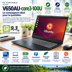 Portable 15 pouces V650AU grande autonomie, batterie amovible, clavier éclairé blanc, Intel 15ème génération