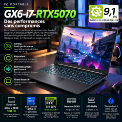 Portable  gamer 16" performant - dalle WQXGA - Intel Core i7 - RTX 5070 8Go GDDR7