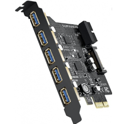 Carte extension PCIe 5 ports USB3