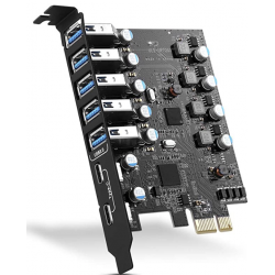 Carte extension PCIe 7 ports USB 3.0 dont 2 type C